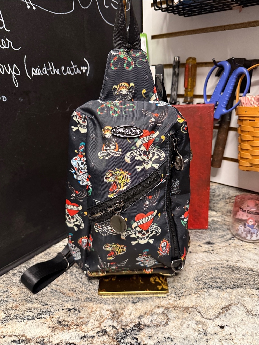 Ed Hardy-Print Crossbody Sling Bag -lNWT